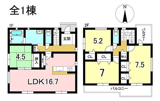 4LDK　土地面積165.10m2　建物面積99.23m2