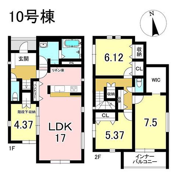 10号棟　4LDK+S　土地面積190.52m2　建物面積102.26m2