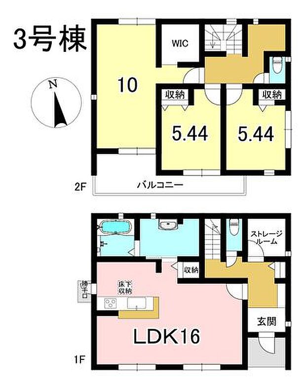 3号棟　3LDK+S　土地面積176.50m2　建物面積99.38m2