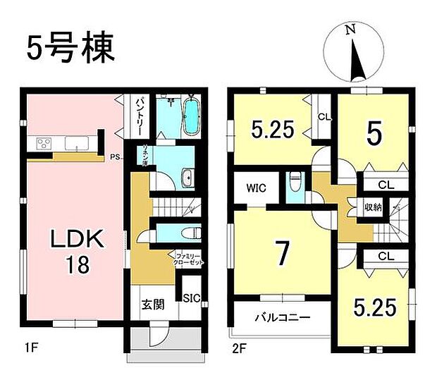 5号棟　4LDK+S　土地面積181.08m2　建物面積103.51m2