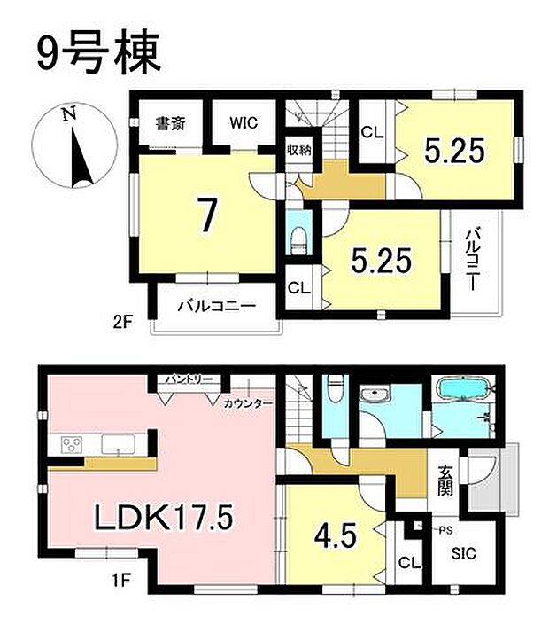 9号棟 4LDK+S 土地面積242.44m2 建物面積101.84m2