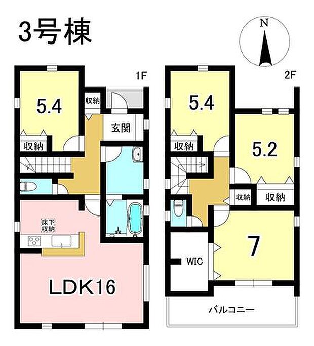 3号棟 4LDK+S 土地面積146.69m2 建物面積101.03m2