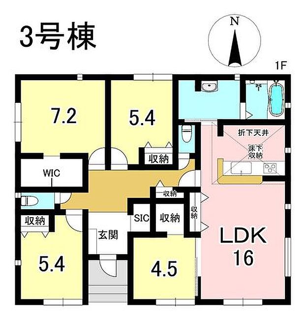3号棟 4LDK+S 土地面積220.78m2 建物面積96.05m2
