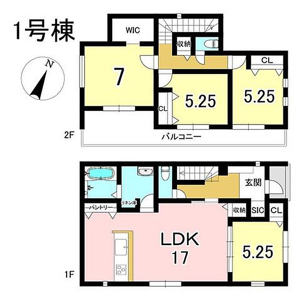 1号棟　4LDK+S　土地面積139.15m2　建物面積104.54m2