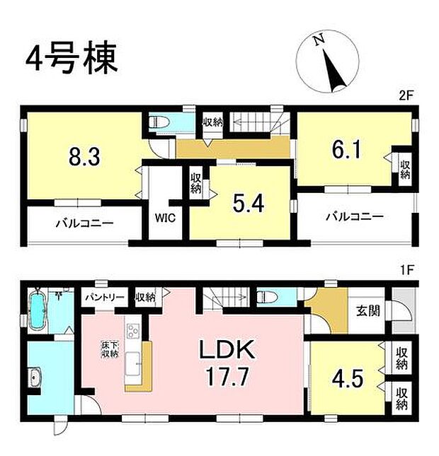 4号棟 4LDK+S 土地面積201.13m2 建物面積118.42m2