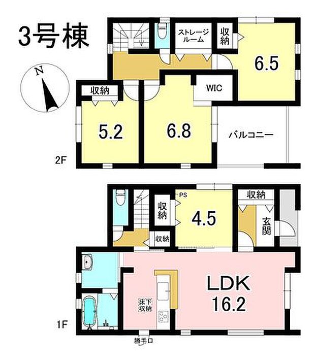 3号棟　4LDK+S　土地面積200.03m2　建物面積110.14m2