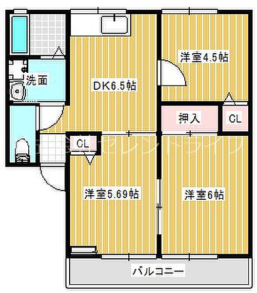 ドムス北浦 102｜茨城県常総市新石下(賃貸アパート3DK・1階・50.08㎡)の写真 その2
