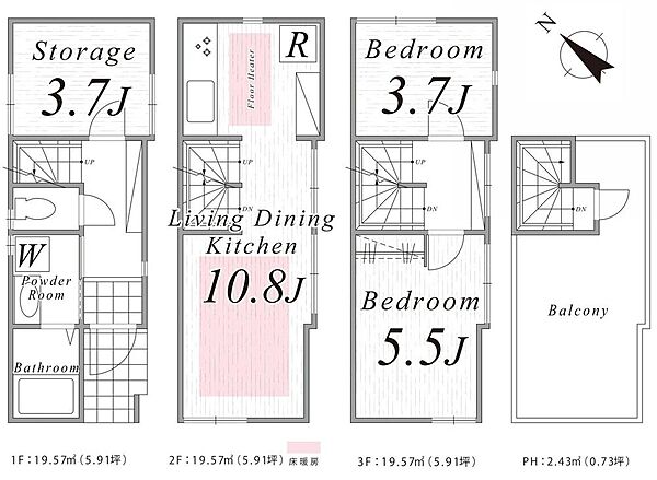 【間取図】暮らしやすさを重視した2階建てプラン。家族の生活リズムに合わせて使いやすい配置が魅力です。