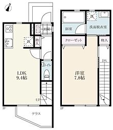 プレミアム高木瀬西 1階1LDKの間取り