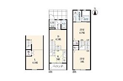 プレミアムアイランド日の出IV 1階2LDKの間取り