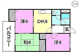 アイケンハイツ 3DKの間取図画像