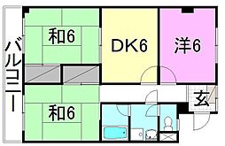 大同ビル2 3DKの間取図画像
