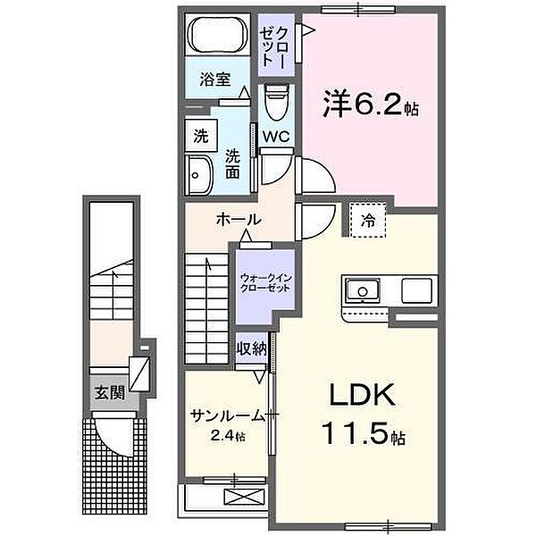 ボネール　Ｍ 202 号室｜愛媛県松山市和田(賃貸アパート1LDK・2階・50.96㎡)の写真 その2