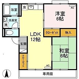 グリーンハイツヒロB 2LDKの間取図画像
