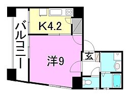 ウエストコート 1Kの間取図画像