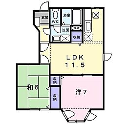 パールハイツC 2LDKの間取図画像