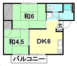 ABCハイム志津川 2DKの間取図画像