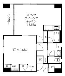 アイエム花園ビル 4階1LDKの間取り