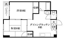 大八ビル 2DKの間取図画像
