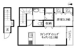 Sentia南吉田 2階1LDKの間取り