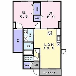オリージャ1 2LDKの間取図画像