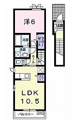 ミルト松前2−2 2階1LDKの間取り
