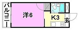 レ・セーナ中一万 1Kの間取図画像