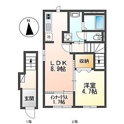 シャイン・ウェスト 1LDKの間取図画像