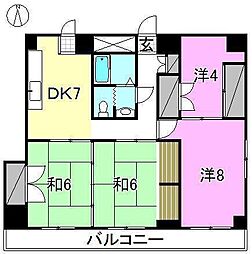 レジデンス勝山 4DKの間取図画像