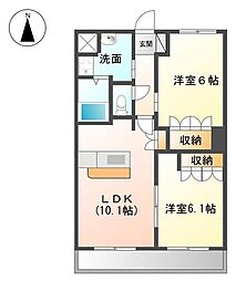プラムガーデンＭary 3階2LDKの間取り