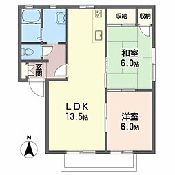 メゾン北野B 2LDKの間取図画像