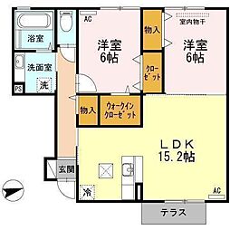 グリーンパーク・NAO 1階2LDKの間取り