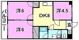ウエストレジデンス大和 3DKの間取図画像