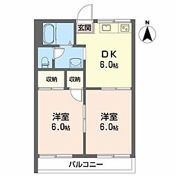 フレグランス和泉B 2DKの間取図画像