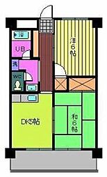 第90杉フラット 2DKの間取図画像