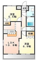 ティアレ 2LDKの間取図画像