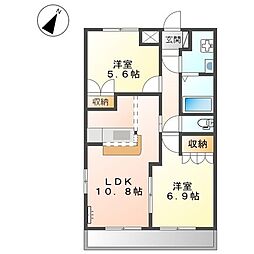 ティアレ 2LDKの間取図画像