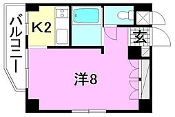 パラドール東雲1 1Kの間取図画像