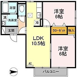 メゾンヴェールB 2LDKの間取図画像