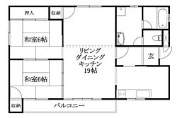 永田マンション 2LDKの間取図画像