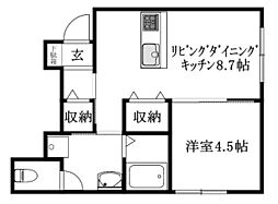 Alba-casa高岡 107 号室 1階1LDKの間取り
