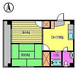 カメリアハイツ 2DKの間取図画像