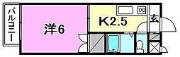 ユーアイマンション 1Kの間取図画像