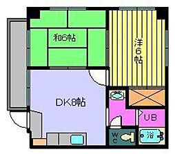 HISA.山越 2DKの間取図画像