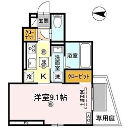 メルベーユトリシア 1Kの間取図画像