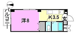 セレナ湊町 1Kの間取図画像