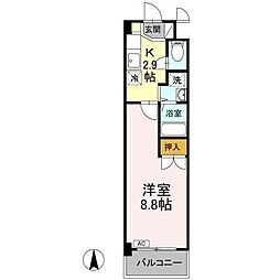 ベーラバン清水 1Kの間取図画像