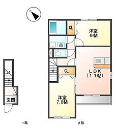 メルローズ 2LDKの間取図画像