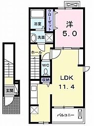アルカンシエルB 1LDKの間取図画像
