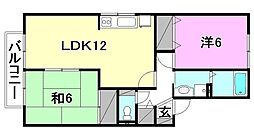 ローレルスクエアー東山B 2LDKの間取図画像
